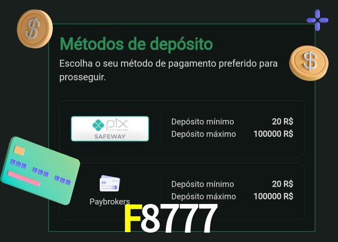 O cassino F8777 oferece uma grande variedade de métodos de pagamento